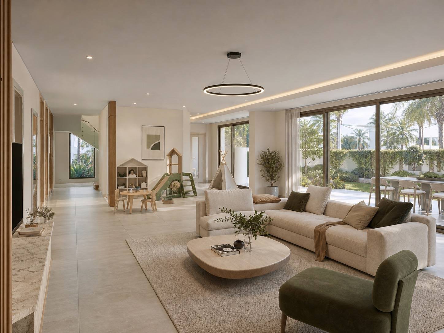 Family lounge, Dubai Hills Estate Villa, Dubai Hills Estate, Dubai — interior design by Blaine Robert Design