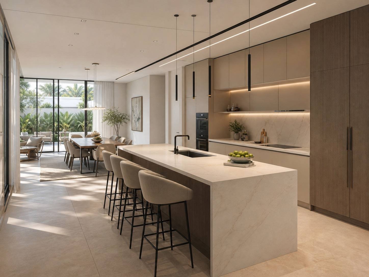 Terrace, Dubai Hills Estate Villa, Dubai Hills Estate, Dubai — interior design by Blaine Robert Design