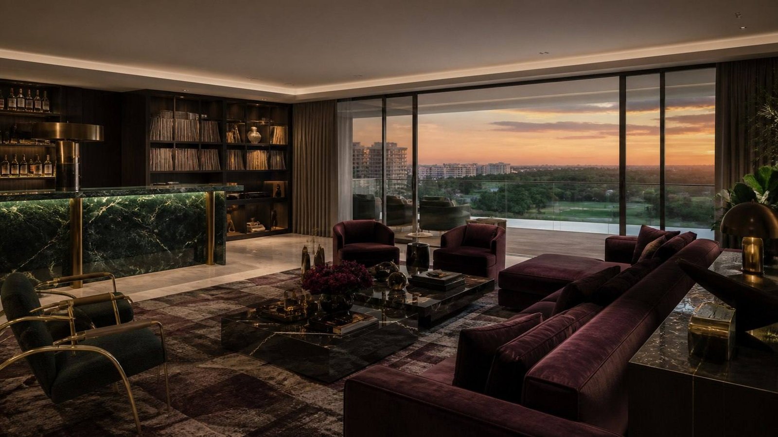 Cocktail and listening salon, The Camellias, Gurugram, India — interior design by Blaine Robert Design