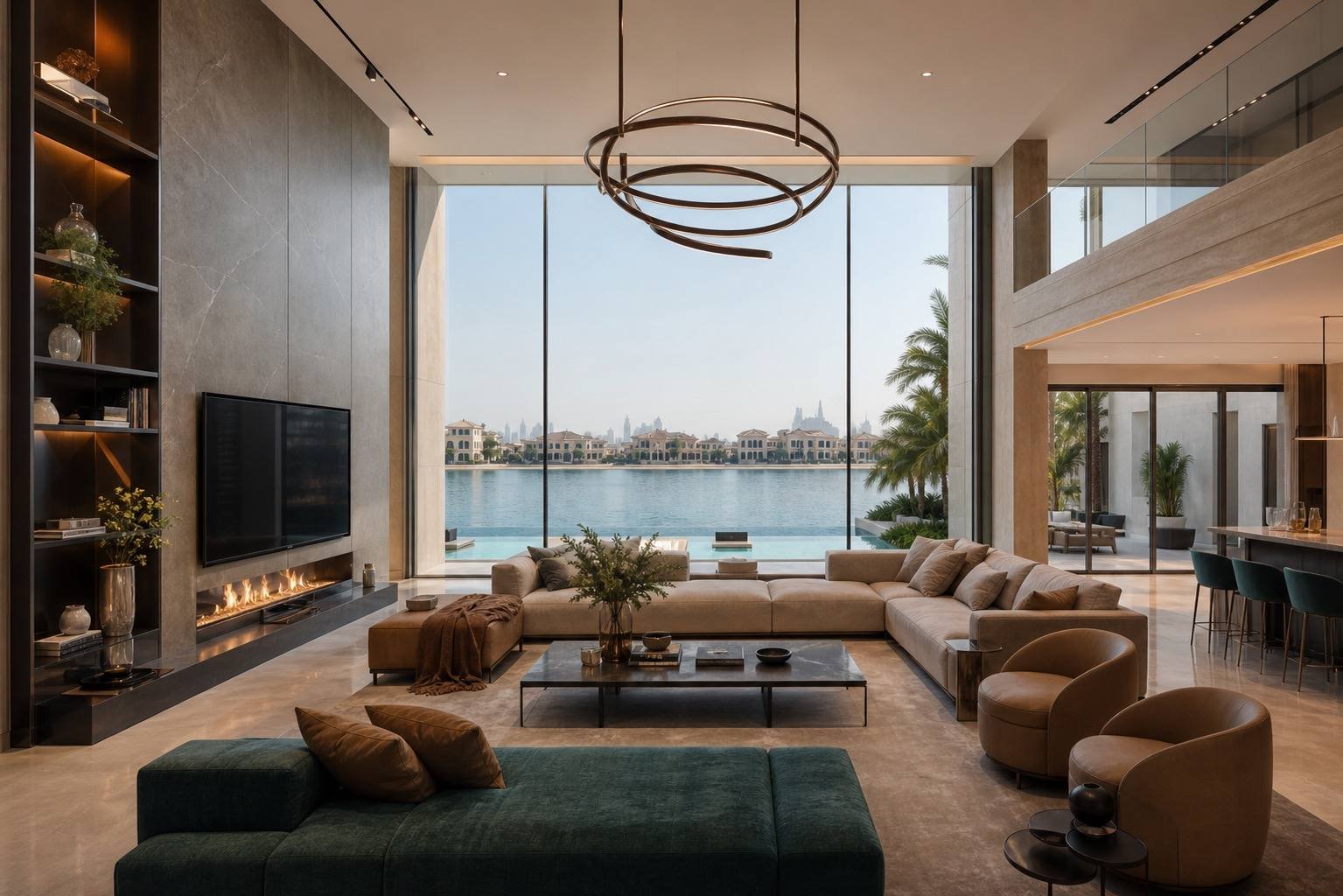 Living room, Palm Jumeirah Beachfront Villa, Palm Jumeirah, Dubai — interior design by Blaine Robert Design