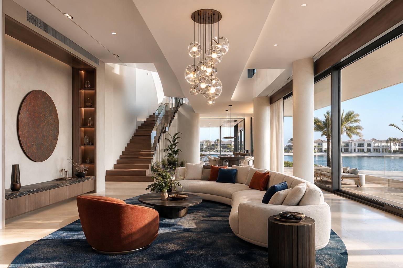 Family lounge, Palm Jumeirah Beachfront Villa, Palm Jumeirah, Dubai — interior design by Blaine Robert Design