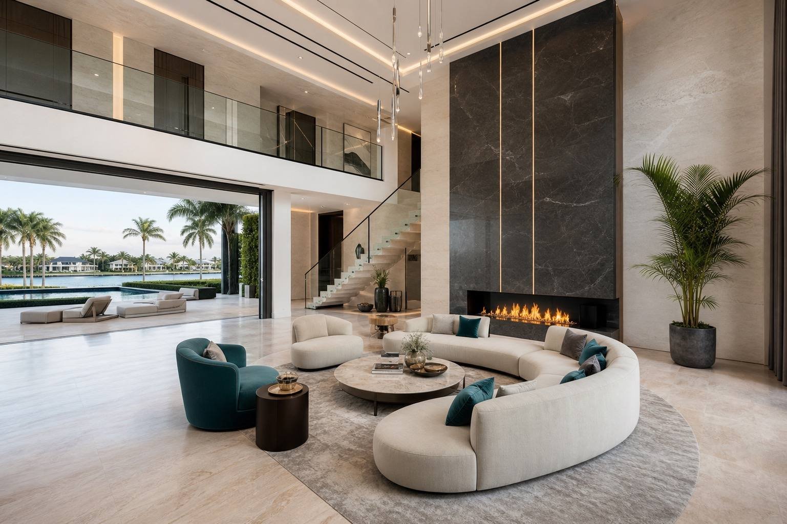 Primary suite, Palm Jumeirah Beachfront Villa, Palm Jumeirah, Dubai — interior design by Blaine Robert Design
