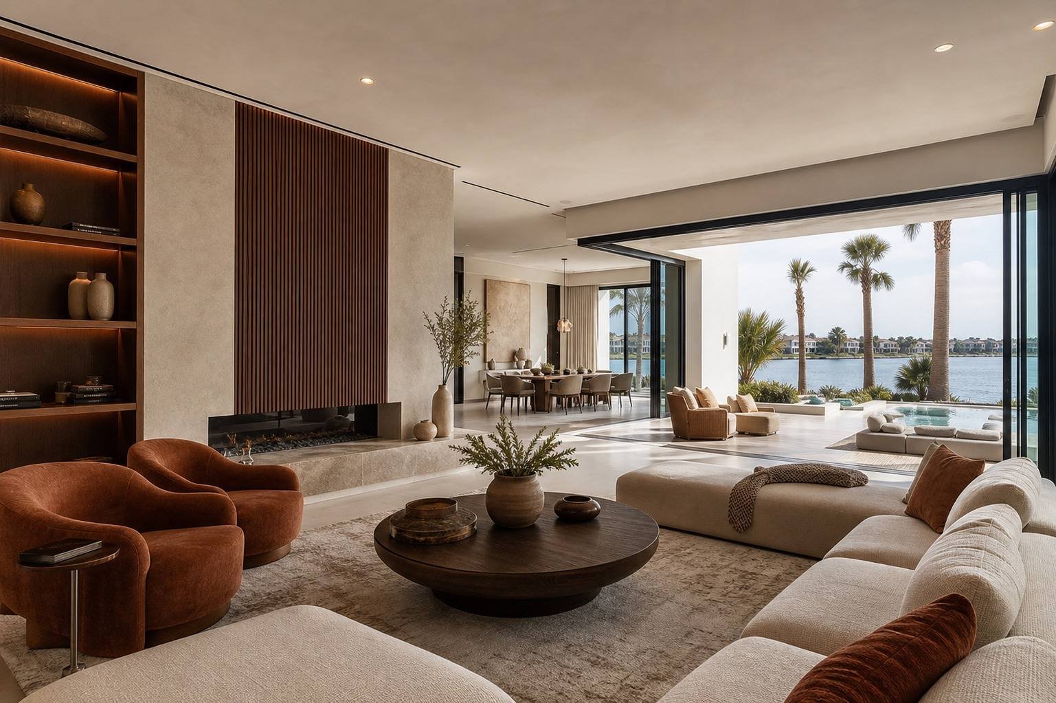 Terrace, Palm Jumeirah Beachfront Villa, Palm Jumeirah, Dubai — interior design by Blaine Robert Design