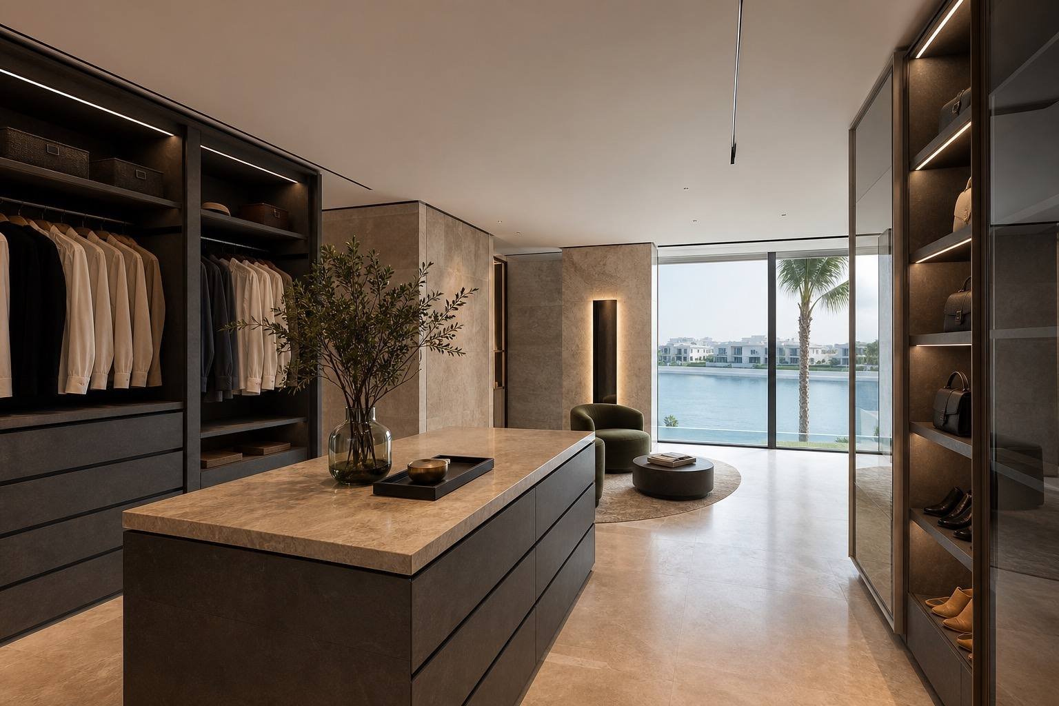 Powder room, Palm Jumeirah Beachfront Villa, Palm Jumeirah, Dubai — interior design by Blaine Robert Design