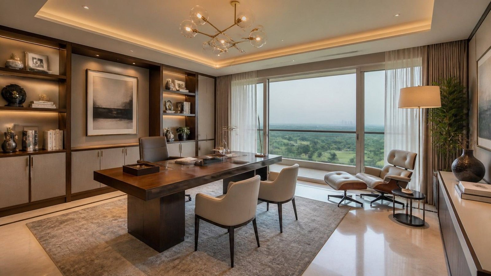 Executive study, The Camellias, Gurugram, India — interior design by Blaine Robert Design